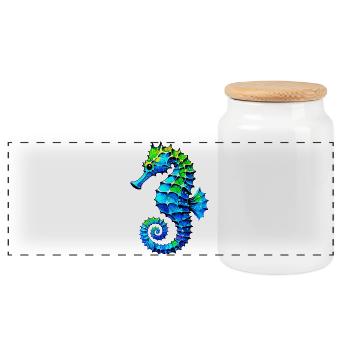 Hippocampe - Boîte à biscuits avec couvercle en bois - blanc - Devant