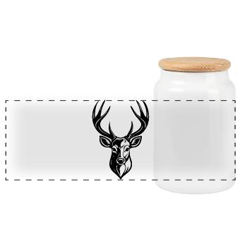 TÊTE DE CERF - Boîte à biscuits avec couvercle en bois - blanc - Devant