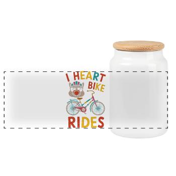 Herz Radfahren Illustration - Panorama Keksdose mit Holzdeckel - Weiß - Vorne