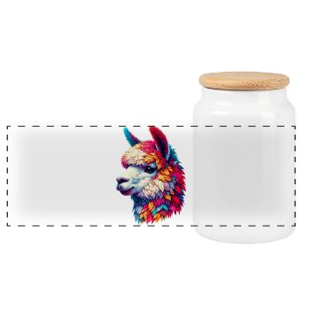 Alpaga - Boîte à biscuits avec couvercle en bois - blanc - Devant
