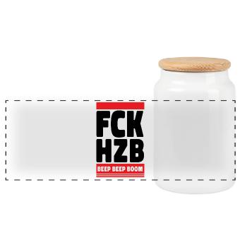 Against anti-Semitism statement - Panoramic Cookie Jar with Wooden Lid - white - Front