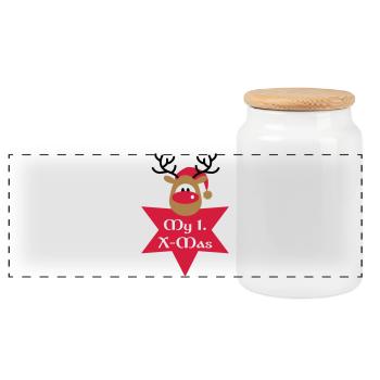 mon premier Noël - Boîte à biscuits avec couvercle en bois - blanc - Devant