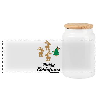 T-shirts amusants pour Noël - Boîte à biscuits avec couvercle en bois - blanc - Devant