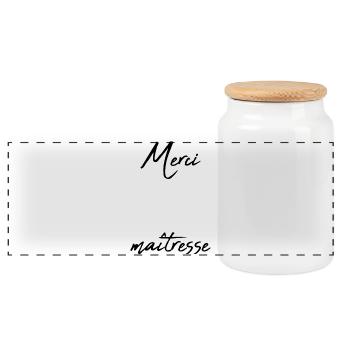 MERCI. MAÎTRESSE. MAÎTRE. MERCI MAÎTRESSE - Boîte à biscuits avec couvercle en bois - blanc - Devant