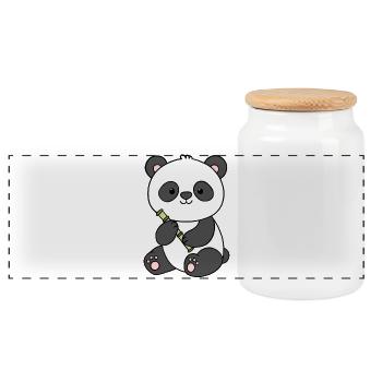 Panda Panda Bear - Panoramic Cookie Jar with Wooden Lid - white - Front