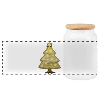 Tannenbaum mit Stern - Panorama Keksdose mit Holzdeckel - Weiß - Vorne