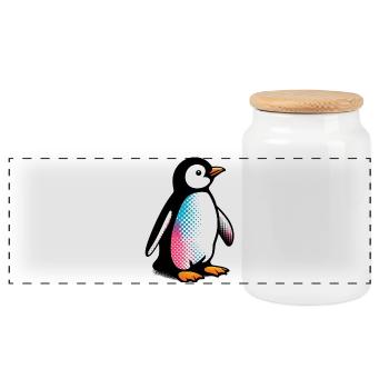 Pingouin - Boîte à biscuits avec couvercle en bois - blanc - Devant