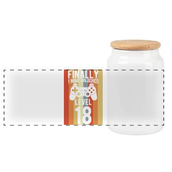 Niveau 18 débloqué - Boîte à biscuits avec couvercle en bois - blanc - Devant