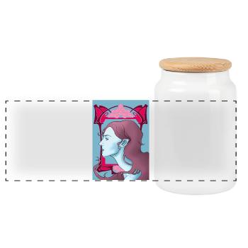 Art Nouveau Vampire - Panoramic Cookie Jar with Wooden Lid - white - Front