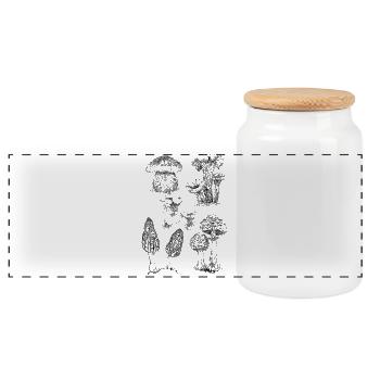 MUSHROOMS - Panoramic Cookie Jar with Wooden Lid - white - Front