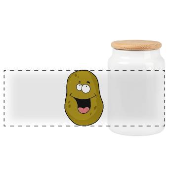 Potato Potatoes Vegetables - Panoramic Cookie Jar with Wooden Lid - white - Front