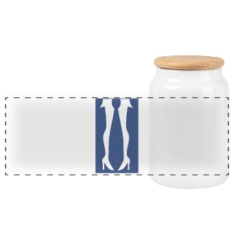 Legs with high heels or a tie in this fun optical - Panoramic Cookie Jar with Wooden Lid - white - Front
