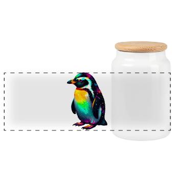 Pinguin - Panorama Keksdose mit Holzdeckel - Weiß - Vorne