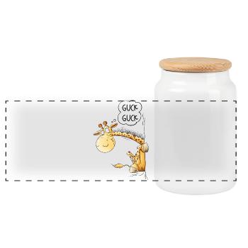 Guck Guck Giraffe I Wildtier Tiermotiv - Panorama Keksdose mit Holzdeckel - Weiß - Vorne