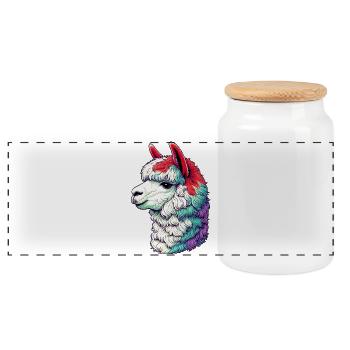 Alpaga - Boîte à biscuits avec couvercle en bois - blanc - Devant