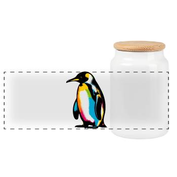 Pinguin - Panorama Keksdose mit Holzdeckel - Weiß - Vorne