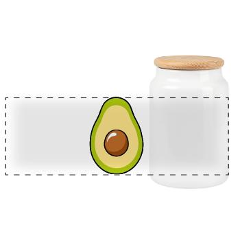 Avocado - Panorama Keksdose mit Holzdeckel - Weiß - Vorne