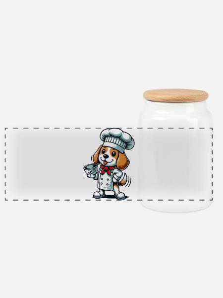 Beagle Koch - Panorama Keksdose mit Holzdeckel - Weiß