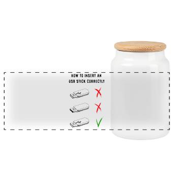 How to insert an usb stick correctly - Panoramic Cookie Jar with Wooden Lid - white - Front