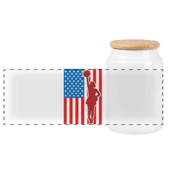 Cheerleading USA Flag - Panoramic Cookie Jar with Wooden Lid - white - Front