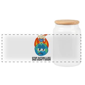 Global warming, ecology, environment - Panoramic Cookie Jar with Wooden Lid - white - Front