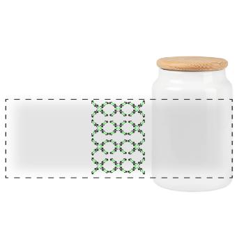 New One - Panoramic Cookie Jar with Wooden Lid - white - Front