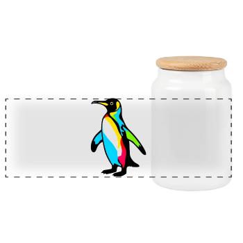 Pinguin - Panorama Keksdose mit Holzdeckel - Weiß - Vorne
