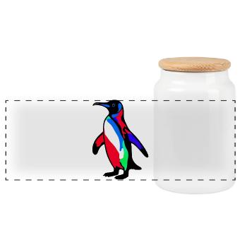 Pinguin - Panorama Keksdose mit Holzdeckel - Weiß - Vorne