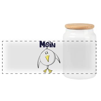 Möwe Moin Anker - Panorama Keksdose mit Holzdeckel - Weiß - Vorne