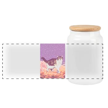 CLOUD CAT - Panoramic Cookie Jar with Wooden Lid - white - Front