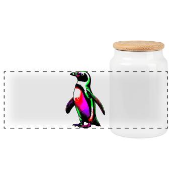 Pingouin - Boîte à biscuits avec couvercle en bois - blanc - Devant