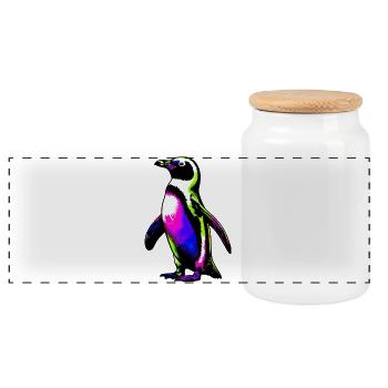 Penguin - Panoramic Cookie Jar with Wooden Lid - white - Front