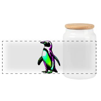 Pinguin - Panorama Keksdose mit Holzdeckel - Weiß - Vorne