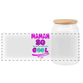 Maman so cool - Boîte à biscuits avec couvercle en bois - blanc - Devant