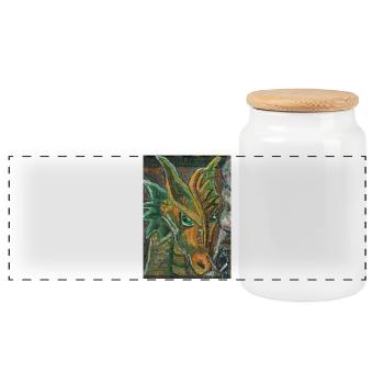 Regardez... - Boîte à biscuits avec couvercle en bois - blanc - Devant