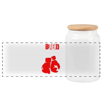 Boxing Blood Sweat And Tears - Panoramic Cookie Jar with Wooden Lid - white - Front