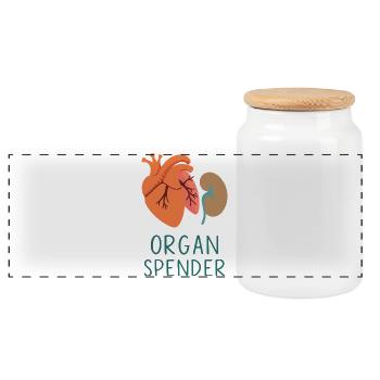 Organ donor - Panoramic Cookie Jar with Wooden Lid - white - Front