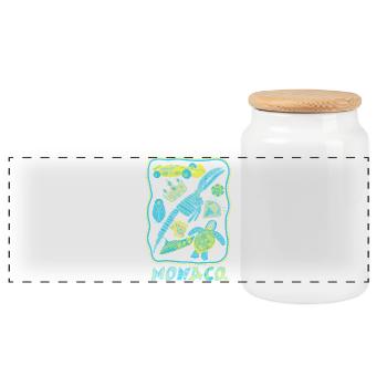 Illustration Monaco French Riviera pop art - Panoramic Cookie Jar with Wooden Lid - white - Front