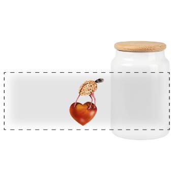 Brain and heart - Panoramic Cookie Jar with Wooden Lid - white - Front