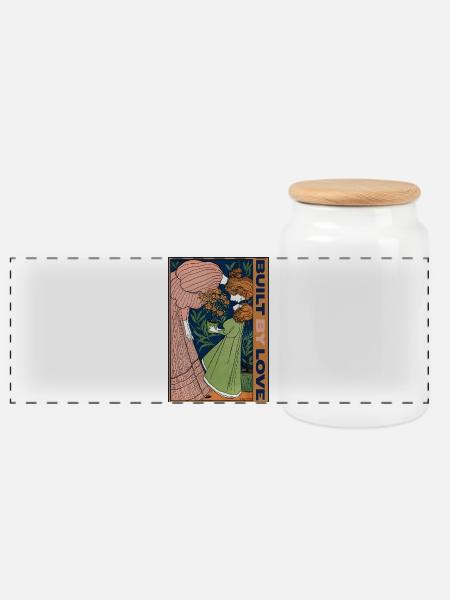 Art Nouveau Motherhood Love - Panorama Keksdose mit Holzdeckel - Weiß