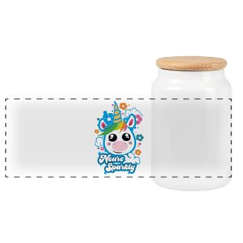Neuro Sparkly Cute Unicorn - Panoramic Cookie Jar with Wooden Lid - white - Front