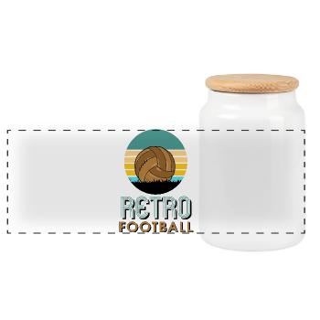 Retro-Fußball - Panorama Keksdose mit Holzdeckel - Weiß - Vorne