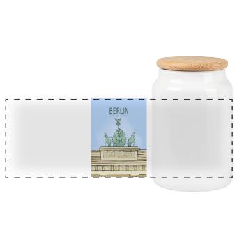 Berlin, Allemagne - Boîte à biscuits avec couvercle en bois - blanc - Devant