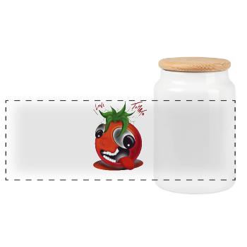 I Love Tomato - Panorama Keksdose mit Holzdeckel - Weiß - Vorne
