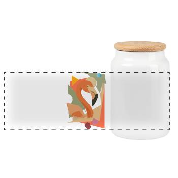 Flamant rose dans un style géométrique-abstrait - Boîte à biscuits avec couvercle en bois - blanc - Devant