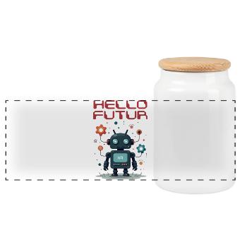 Personnage Hello Futur par Helfspawn - Boîte à biscuits avec couvercle en bois - blanc - Devant