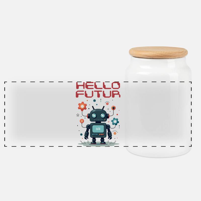 Hallo Future Character von Helfspawn - Panorama Keksdose mit Holzdeckel - Weiß