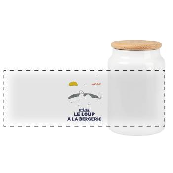 Art Naïf Hyères Loup Bergerie Plage - Boîte à biscuits avec couvercle en bois - blanc - Devant
