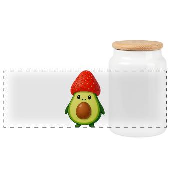 Drôle d’avocat fraise chapeau Fruity Fun - Boîte à biscuits avec couvercle en bois - blanc - Devant