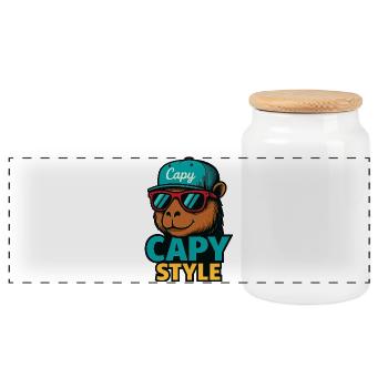 Capy Style Cap Graphic - Panorama Keksdose mit Holzdeckel - Weiß - Vorne